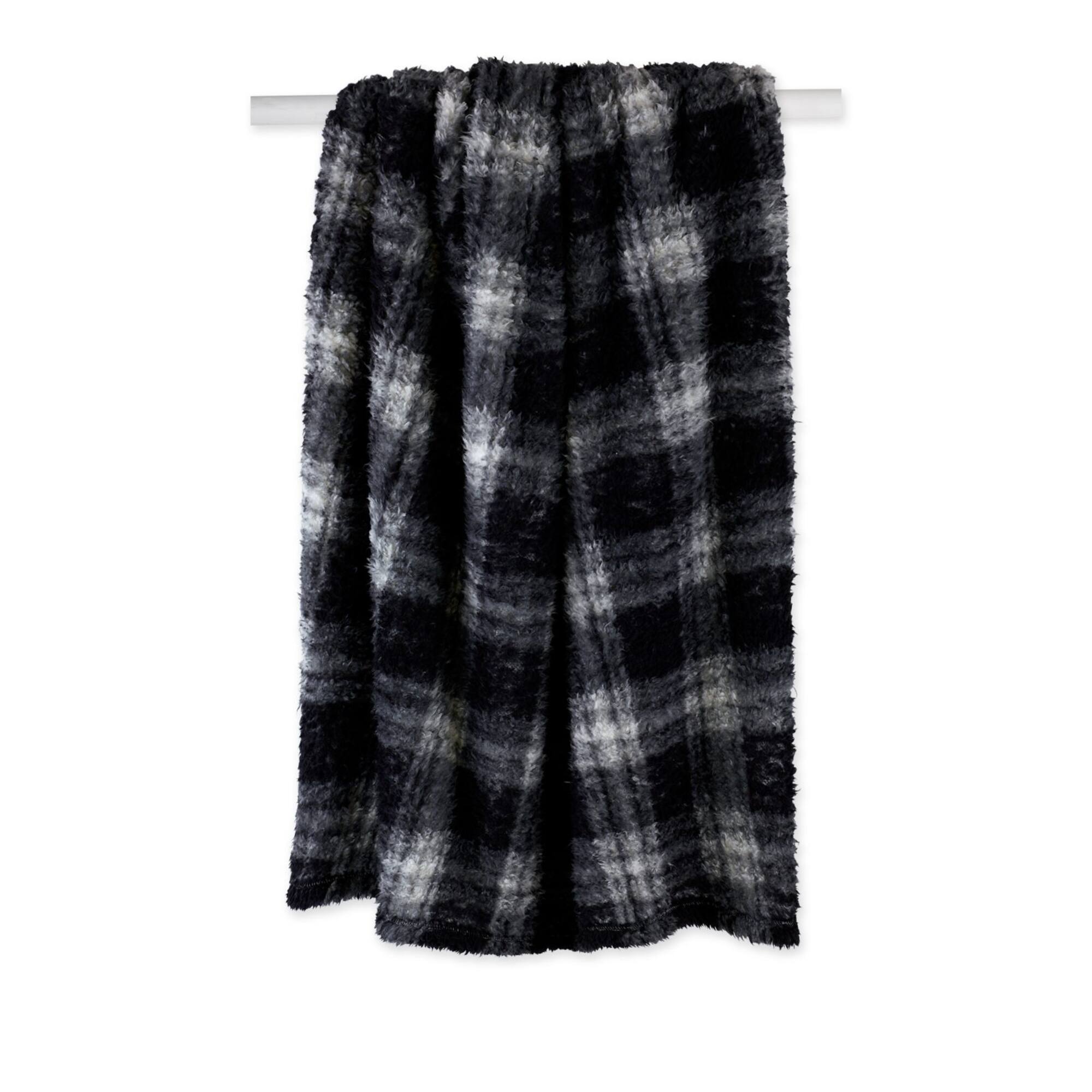DII® Black Farmhouse Plush Plaid Throw